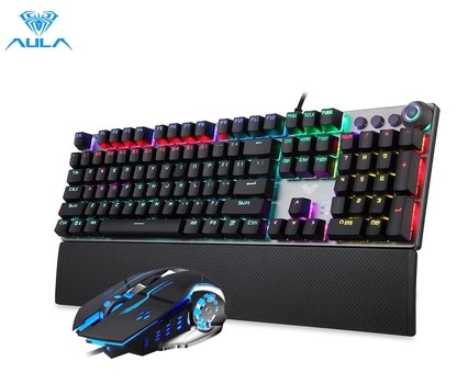 AULA F2088+S20 Mechanical Gaming keyboard and mouse Combo Black/Blue Switch for PC Laptop Game