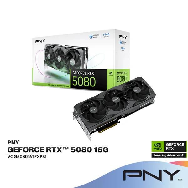 PNY GeForce RTX 5080 Triple Fan 16GB GDDR7 Graphics Card | VCG508016TFXPB1